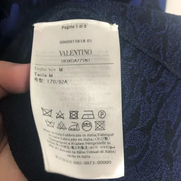 Valentino Delft Jacquard Long Sleeve Midi Sweater Dress Knit Blue M $3960 2020